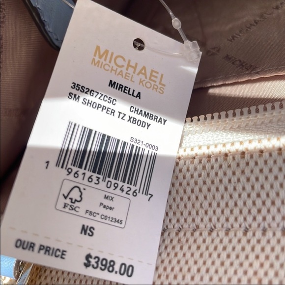 Michael Kors Mirella small shopper crossbody bag chambray blue canvas - Picture 7 of 11